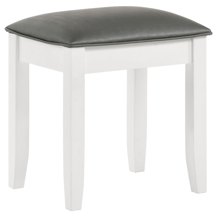 Barzini Upholstered Vanity Stool Metallic and White image