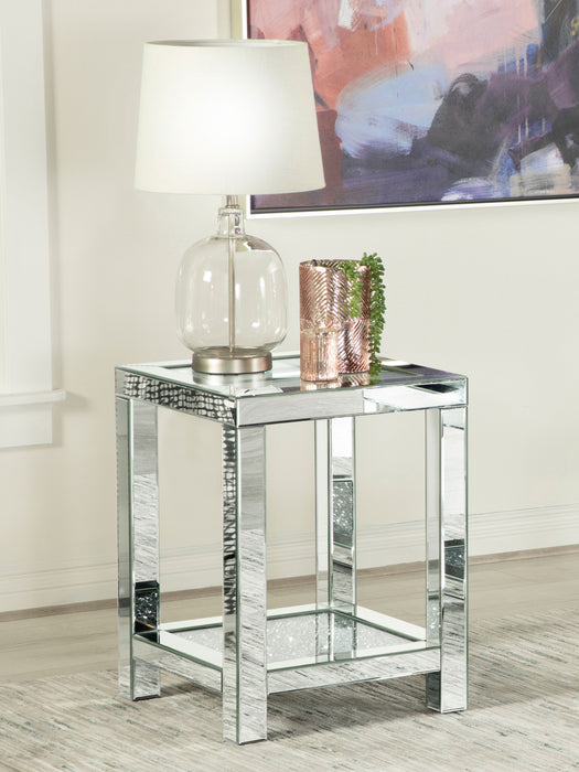 Valentina Square End Table with Glass Top Mirror image