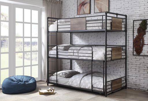 Brantley Sandy Black & Dark Bronze Hand-Brushed Bunk Bed (Triple Twin) image