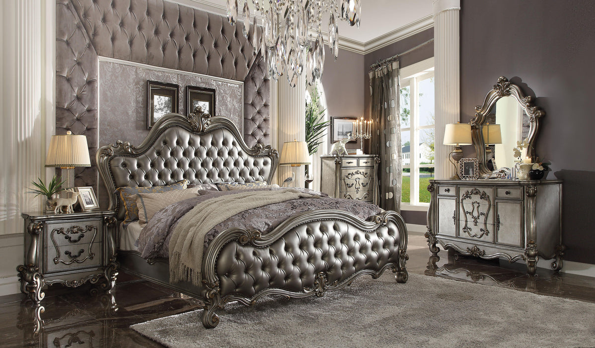 Versailles II Silver PU & Antique Platinum California King Bed image