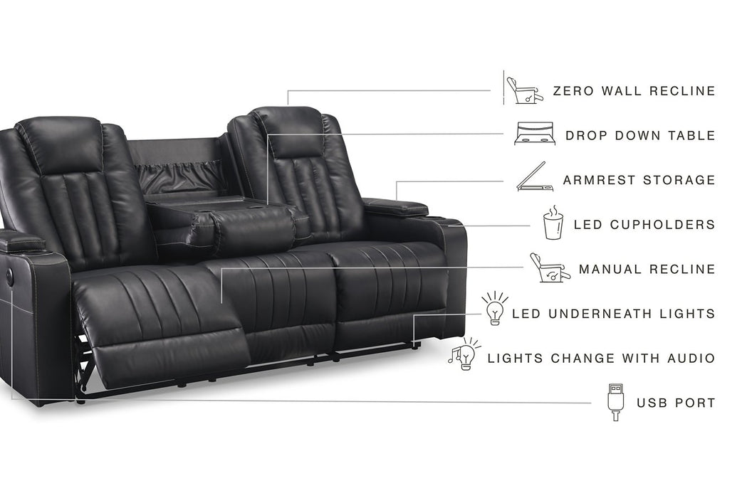 Center Point Reclining Sofa with Drop Down Table