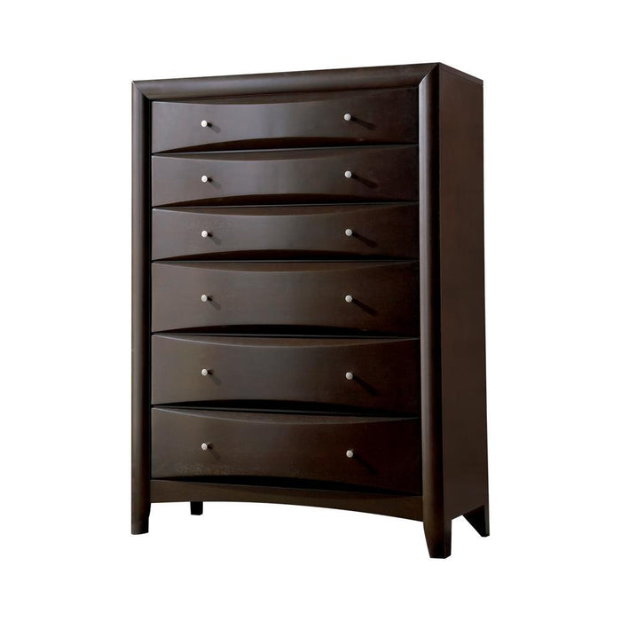 Phoenix 6-drawer Chest Deep Cappuccino