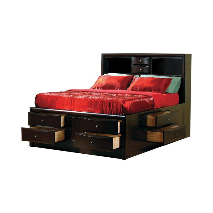 Phoenix 10-drawer Queen Bed Deep Cappuccino