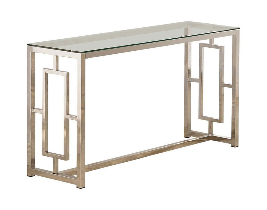 Merced Rectangle Glass Top Sofa Table Nickel