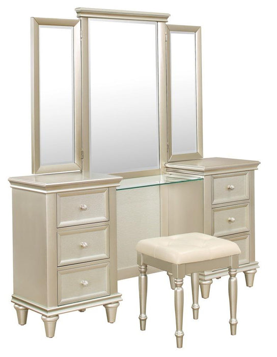 Celandine Vanity Stool in Pearl/Silver 1928-14