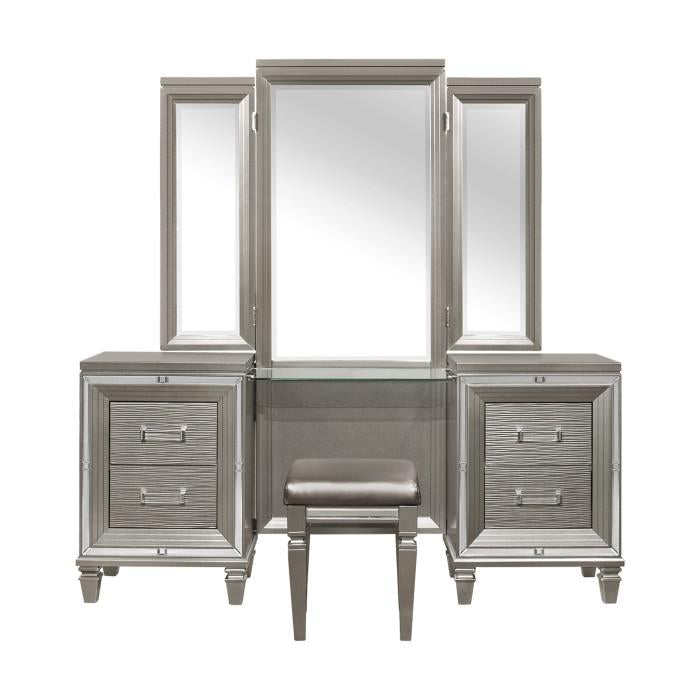 Homelegance Tamsin 3pcs Vanity Dresser with Mirror in Silver Grey Metallic 1616-15 image