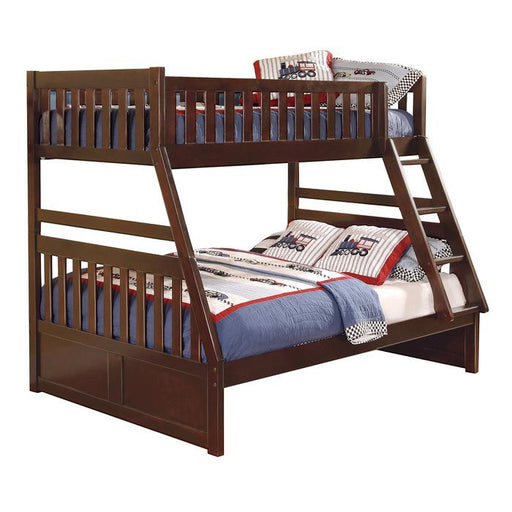 Homelegance Rowe Twin/Full Bunk Bed in Dark Cherry image