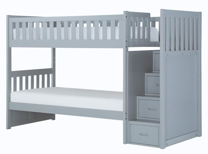 Orion Bunk Bed w/ Reversible Step Storage in Gray B2063SB-1*