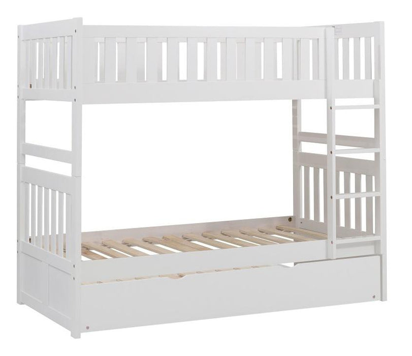 Galen Twin/Twin Bunk Bed w/ Twin Trundle in White B2053W-1*R