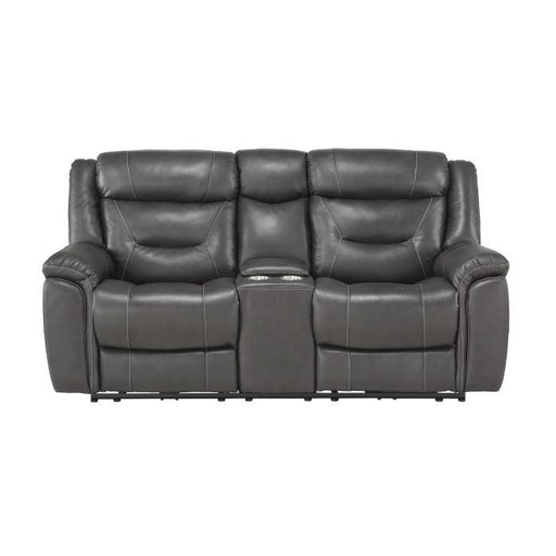 Homelegance Furniture Danio Power Double Reclining Loveseat with Power Headrests in Dark Gray 9528DGY-2PWH image