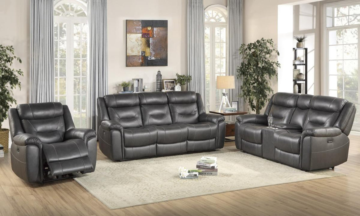 Danio Power Double Reclining Loveseat with Power Headrests in Dark Gray 9528DGY-2PWH