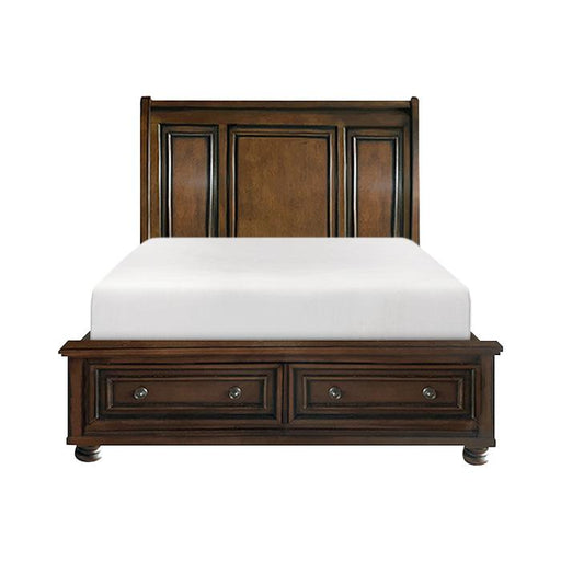 Homelegance Cumberland King Sleigh Platform Bed with Footboard Storage in Brown Cherry image