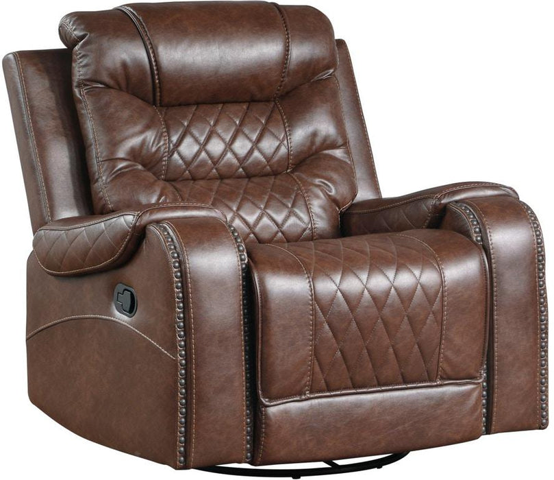 Putnam Swivel Glider Reclining Chair in Brown 9405BR-1