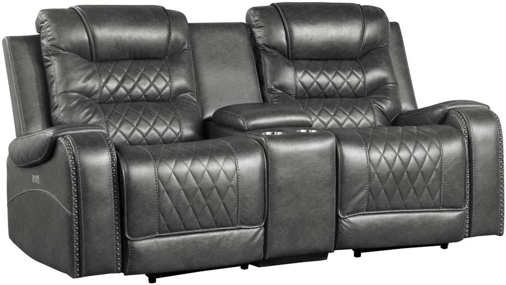 Putnam Power Double Reclining Loveseat in Gray 9405GY-2PW