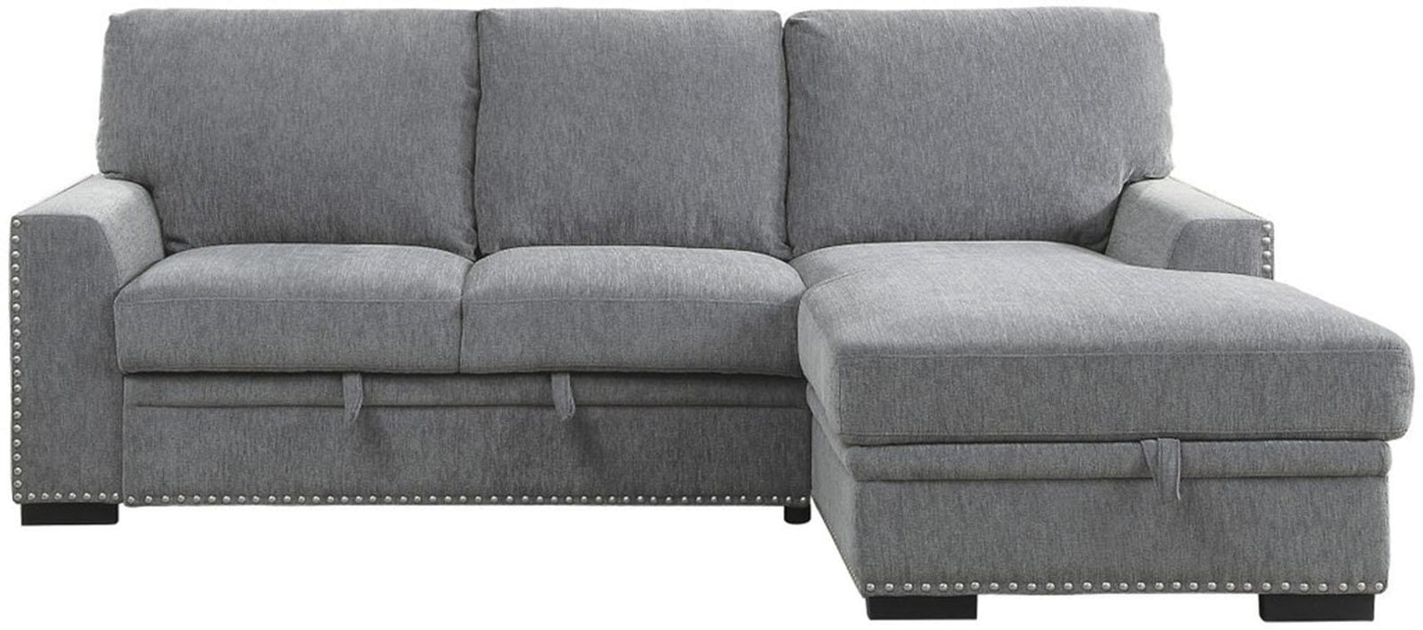 Homelegance Furniture Morelia 2pc Sectional with Pull Out Bed and Right Chaise in Dark Gray