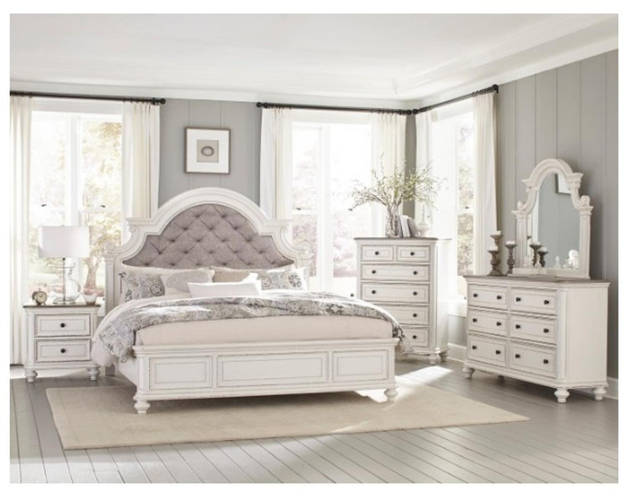 Baylesford Queen Upholstered Panel Bed in Antique White 1624W-1*