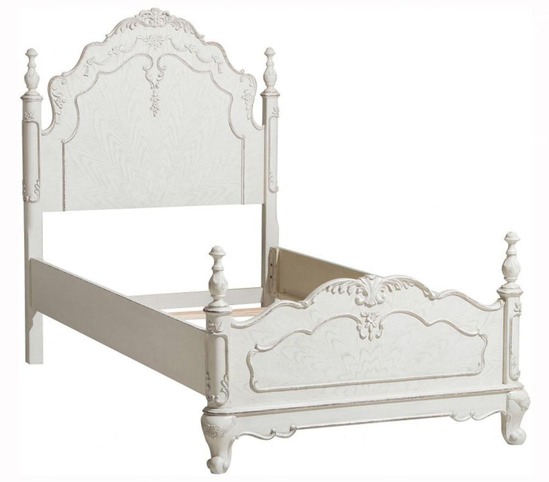 Cinderella Twin Poster Bed in Antique White