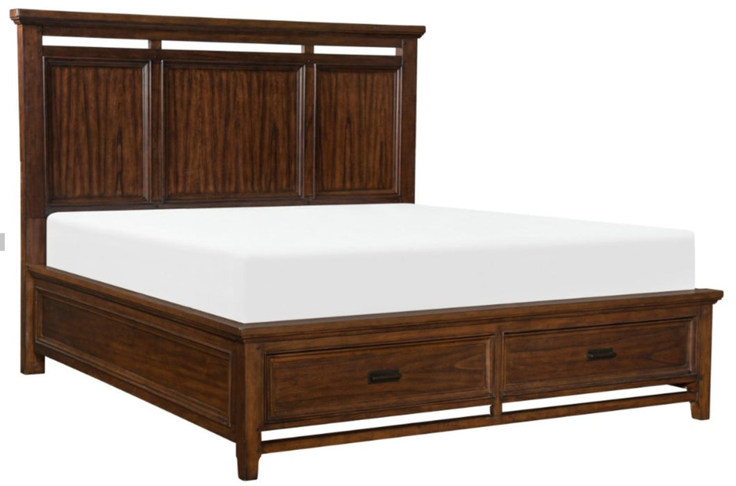 Frazier Queen Upholstered Storage Platform Bed in Dark Cherry 1649-1*