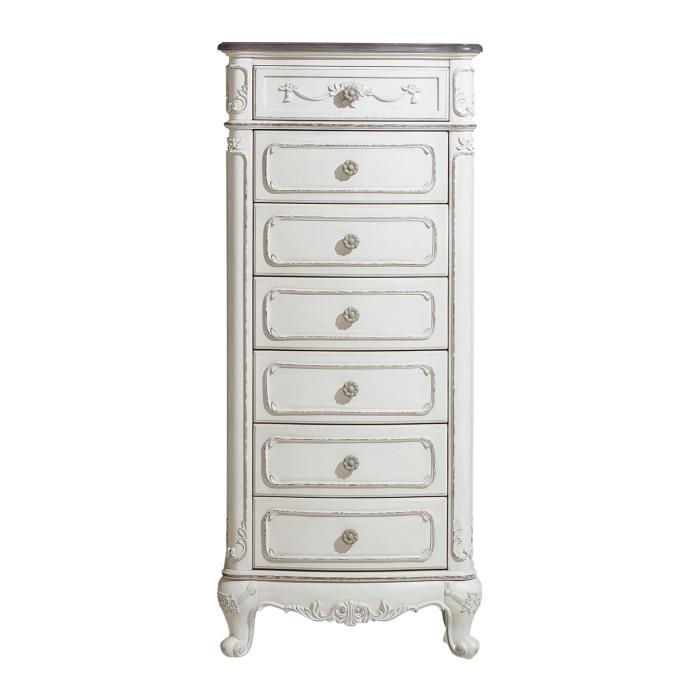 Cinderella 7 Drawer Tall Chest Antique White with Grey Rub-Through image