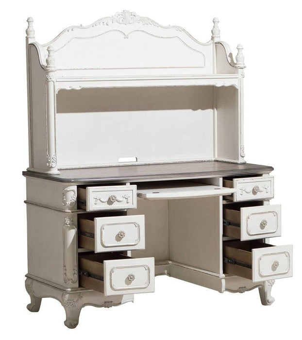 Homelegance Cinderella Writing Desk in Antique White with Grey Rub-Through