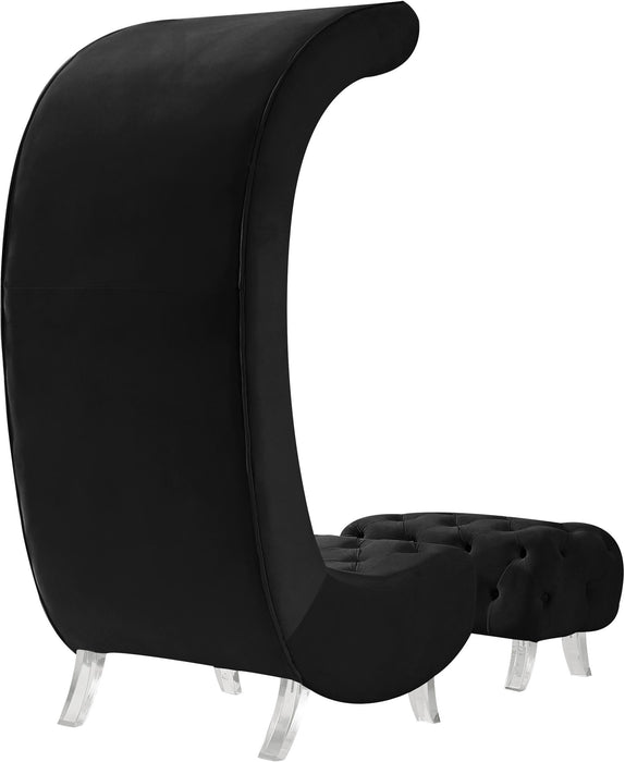 Crescent Black Velvet Accent Chair