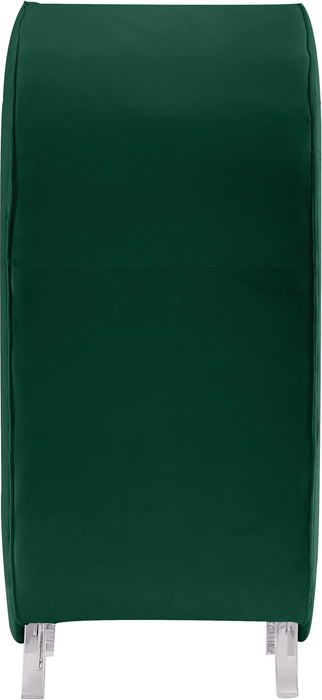 Crescent Green Velvet Accent Chair