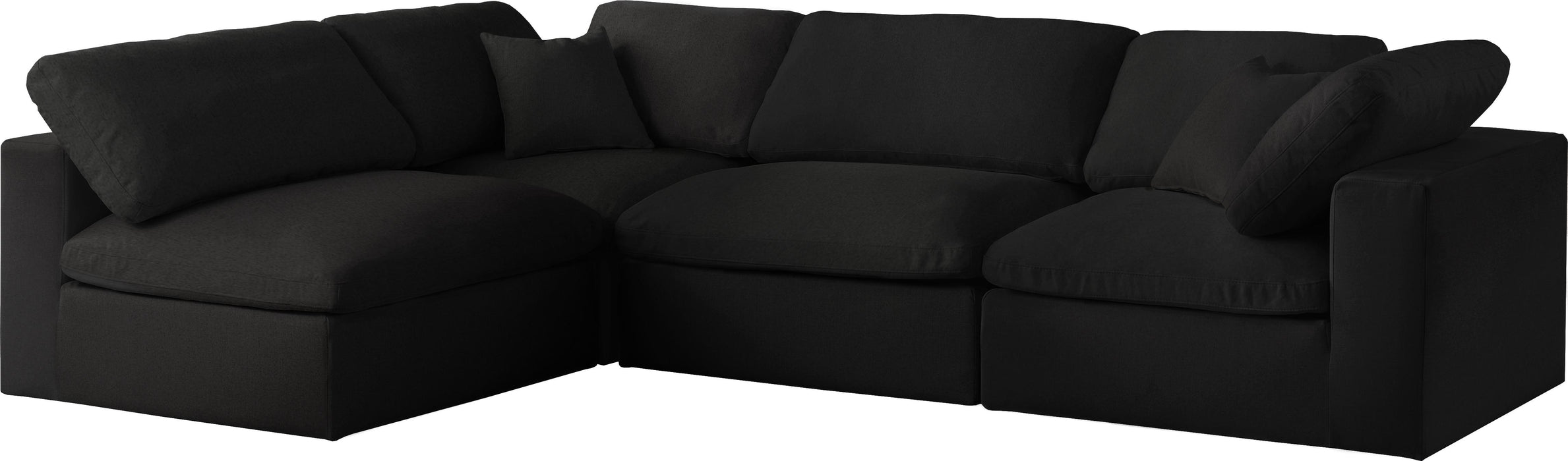 Serene Black Linen Fabric Deluxe Cloud Modular Sectional