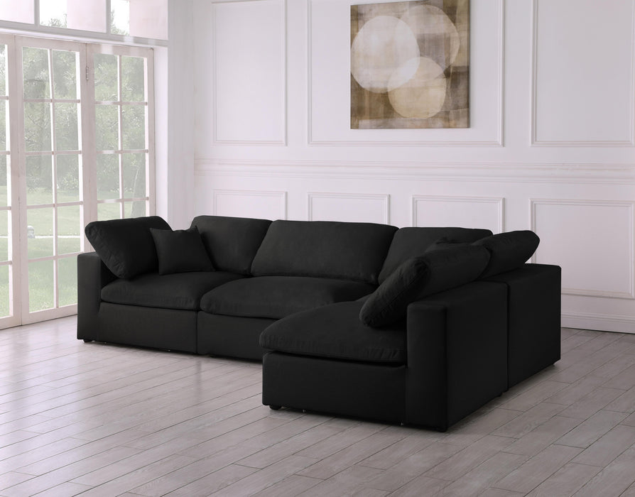 Serene Black Linen Fabric Deluxe Cloud Modular Sectional