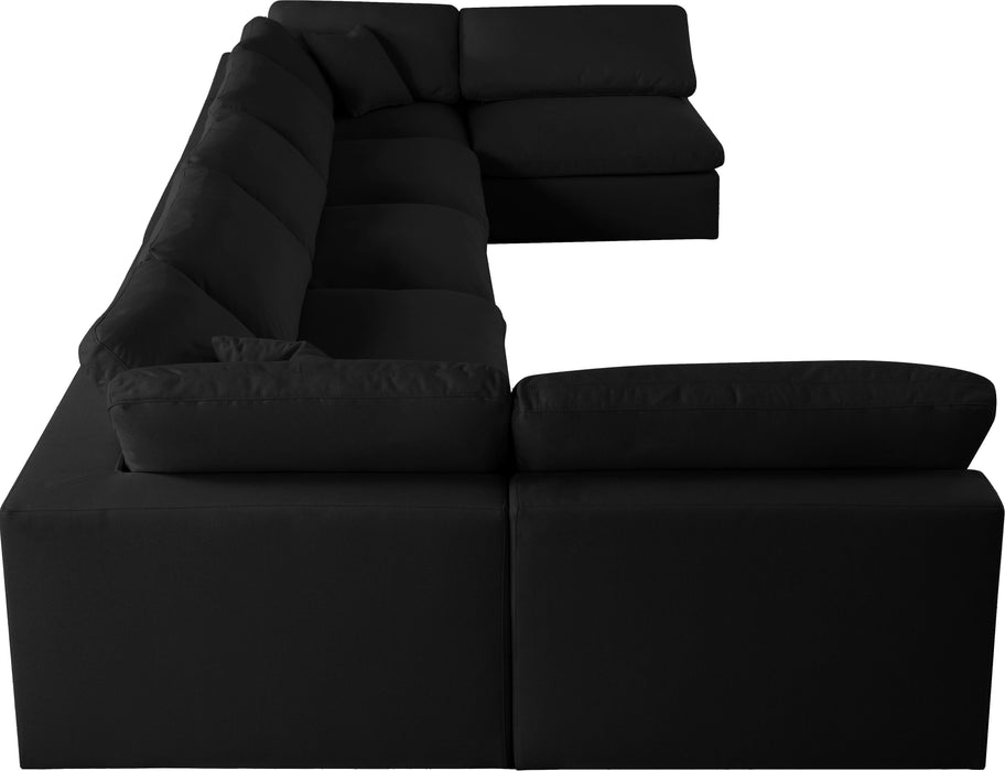 Serene Black Linen Fabric Deluxe Cloud Modular Sectional