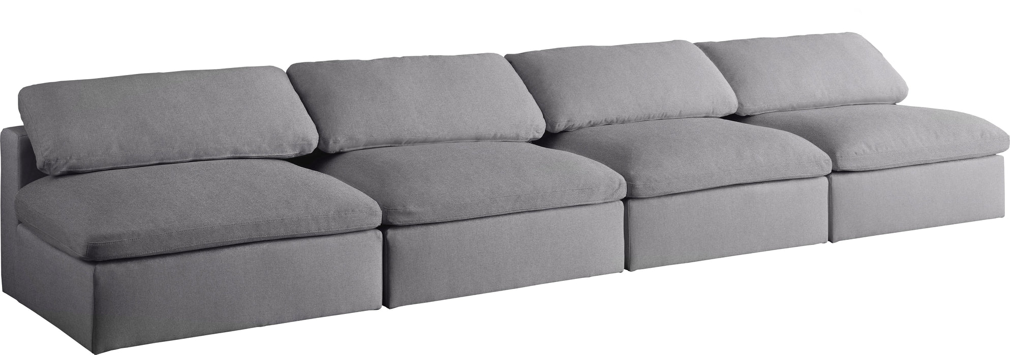 Serene Grey Linen Fabric Deluxe Cloud Modular Armless Sofa