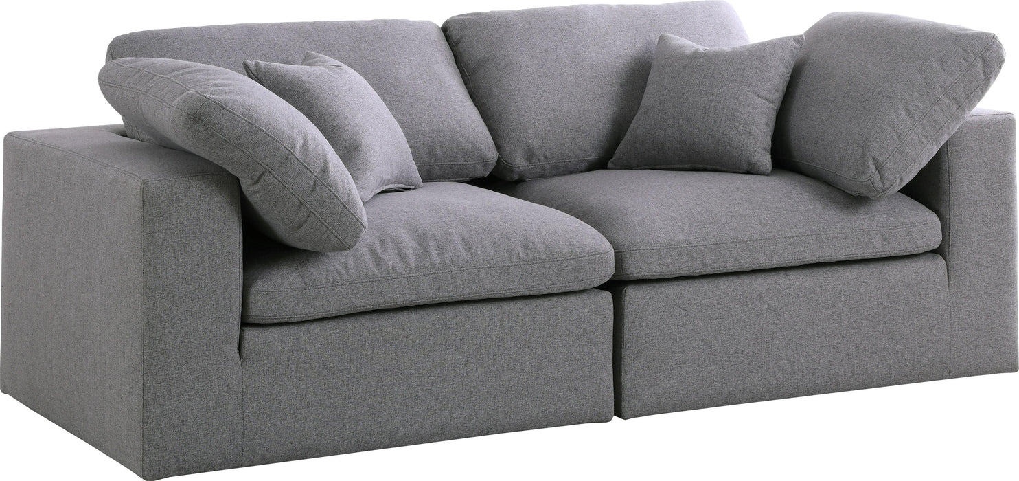 Serene Grey Linen Fabric Deluxe Cloud Modular Sofa