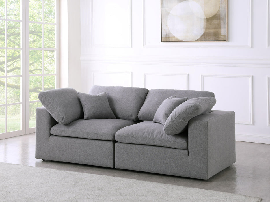 Serene Grey Linen Fabric Deluxe Cloud Modular Sofa