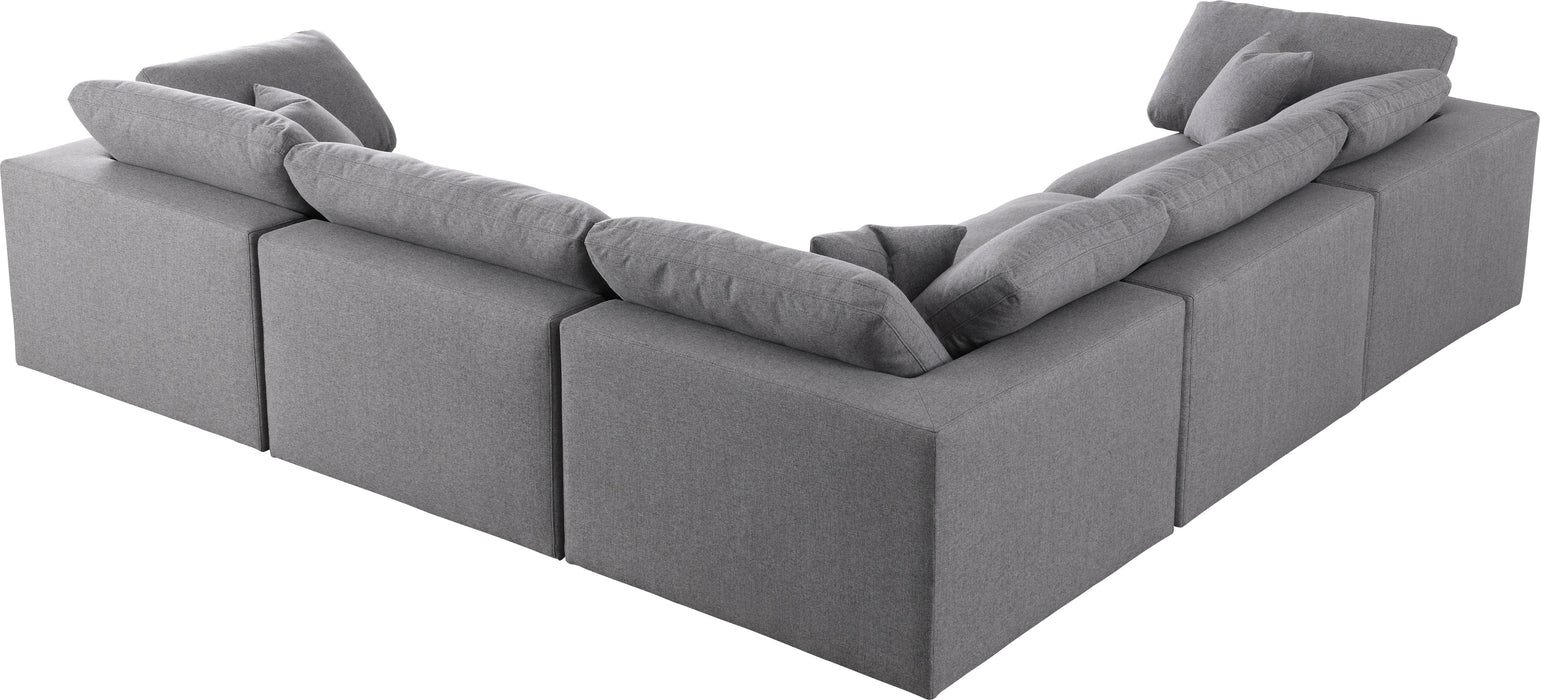 Serene Grey Linen Fabric Deluxe Cloud Modular Sectional