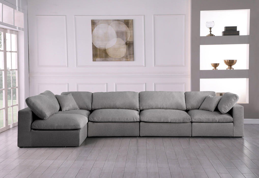 Serene Grey Linen Fabric Deluxe Cloud Modular Sectional