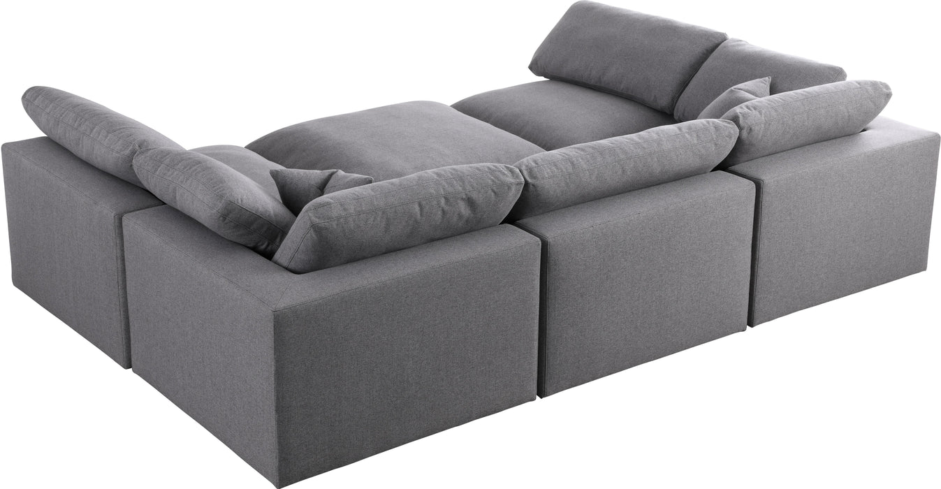 Serene Grey Linen Fabric Deluxe Cloud Modular Sectional