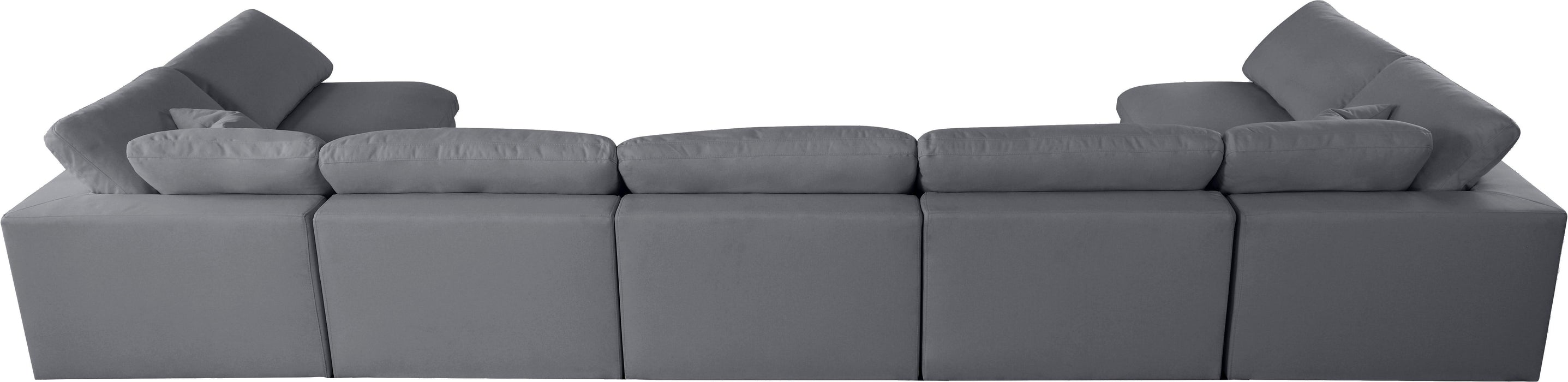 Serene Grey Linen Fabric Deluxe Cloud Modular Sectional