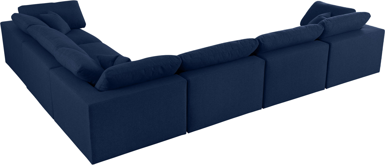 Serene Navy Linen Fabric Deluxe Cloud Modular Sectional