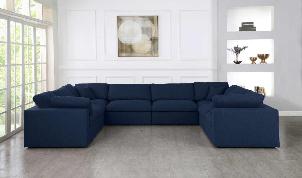 Serene Navy Linen Fabric Deluxe Cloud Modular Sectional