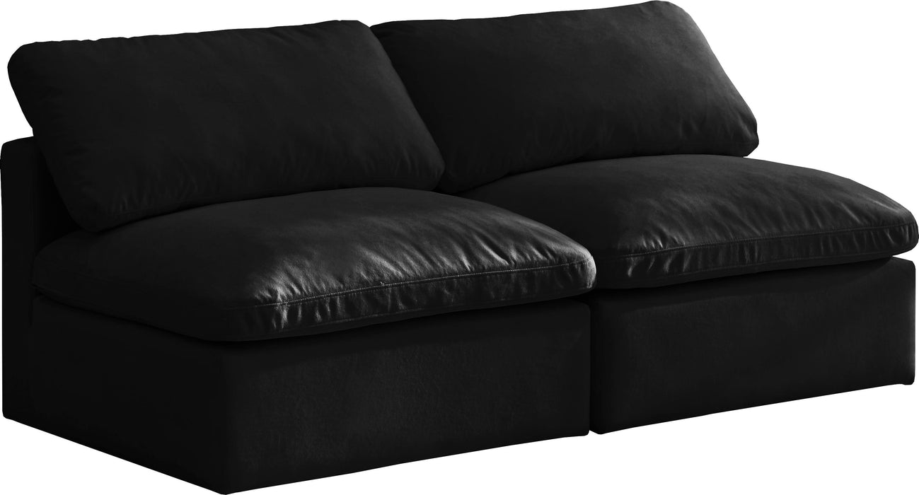 Plush Black Velvet Standard Cloud Modular Sofa