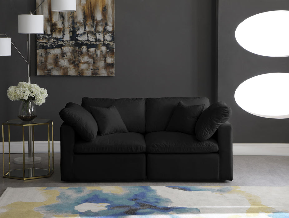 Plush Black Velvet Standard Cloud Modular Sofa