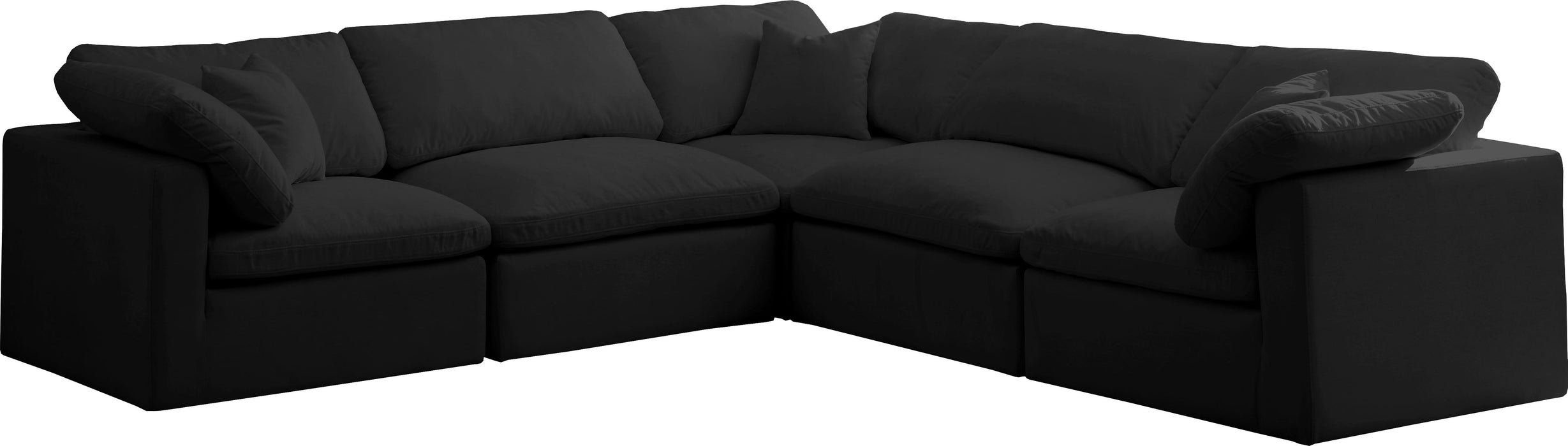 Plush Black Velvet Standard Cloud Modular Sectional