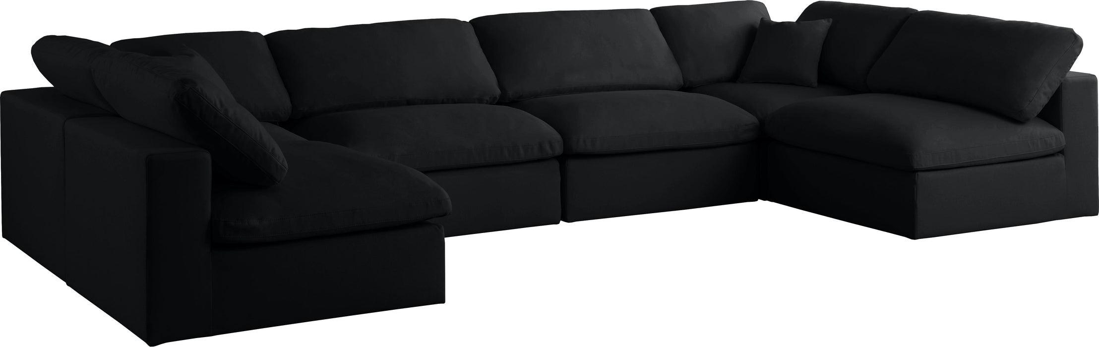 Plush Black Velvet Standard Cloud Modular Sectional