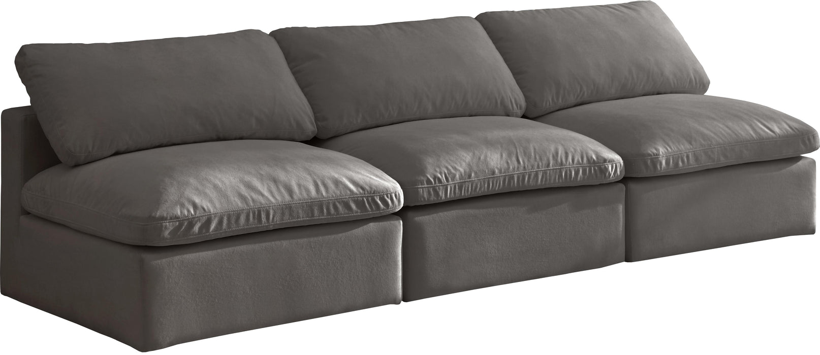 Plush Grey Velvet Standard Cloud Modular Sofa