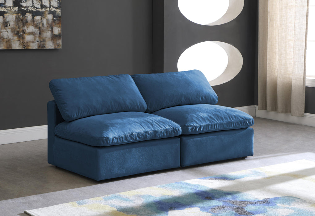 Plush Navy Velvet Standard Cloud Modular Sofa