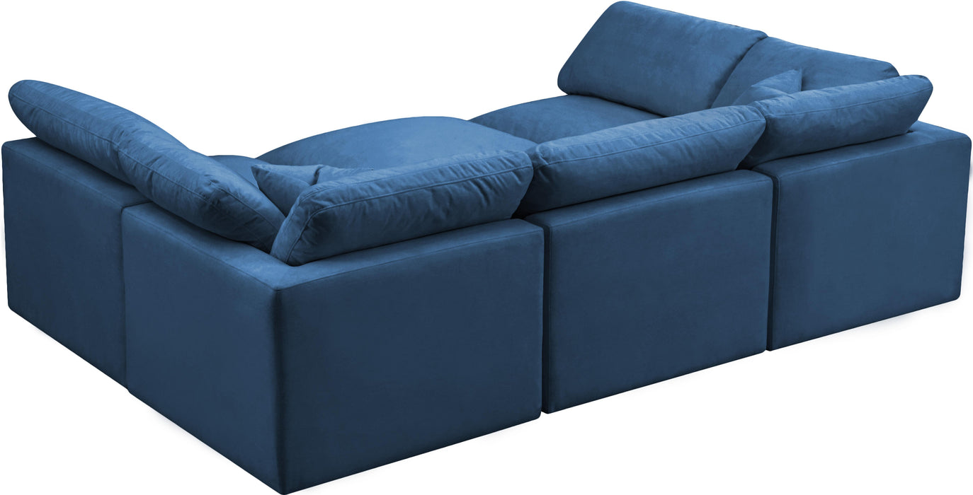 Plush Navy Velvet Standard Cloud Modular Sectional