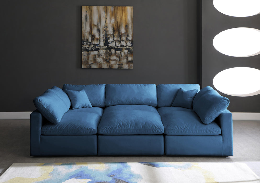 Plush Navy Velvet Standard Cloud Modular Sectional