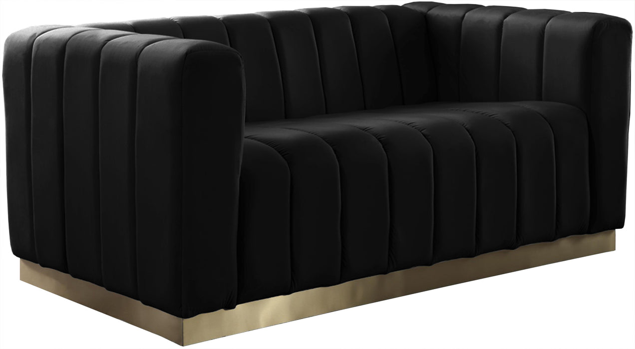 Marlon Black Velvet Loveseat image