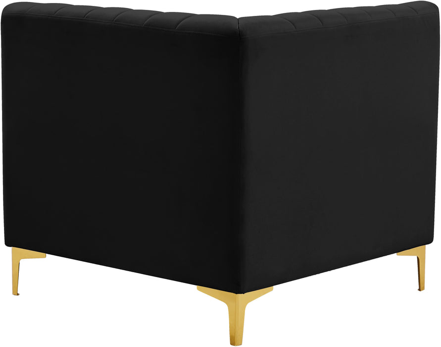 Alina Black Velvet Corner Chair