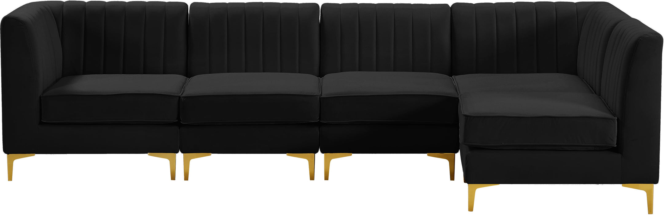 Alina Black Velvet Modular Sectional