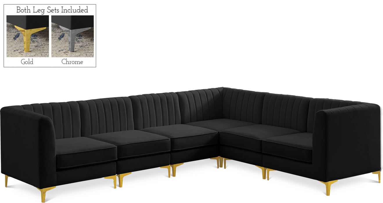 Alina Black Velvet Modular Sectional